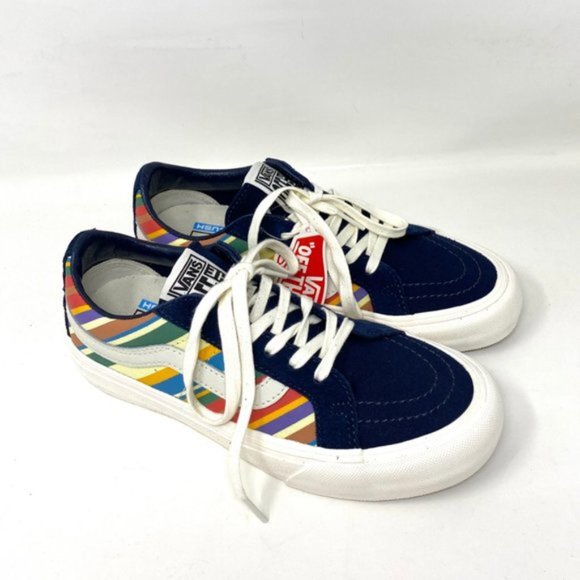 💖MEGA SALE💖VANS Shoes Women's VN0A4UWI1B3 Sk8-Low Reissue Retro Stripes Blue - Picture 7 of 10
